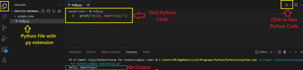 first python code Setup for Python