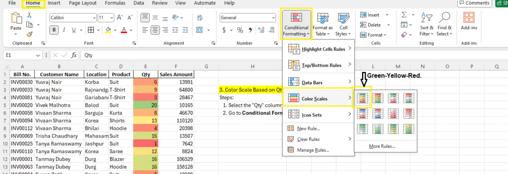 Color Scales Conditional Formatting