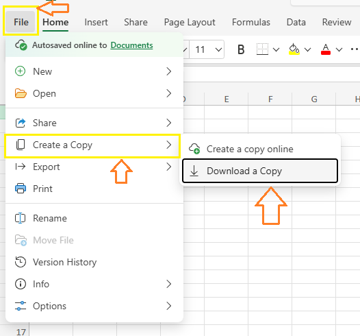 Download a Copy Excel Online Free