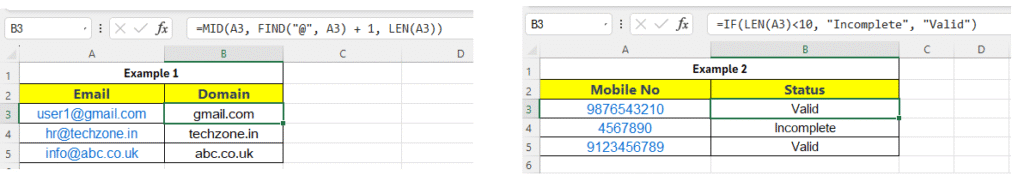 Excel Functions to handle text