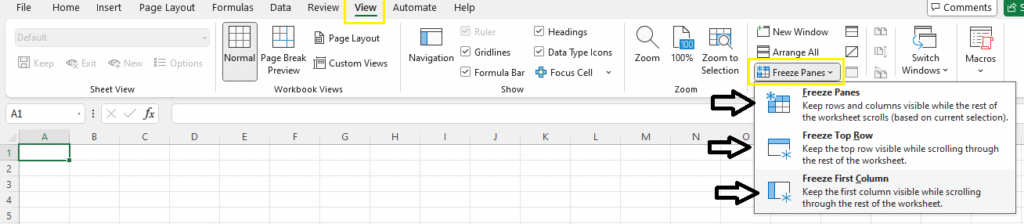 Freeze Panes in Excel