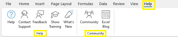 Help Tab Excel Ribbon Tabs