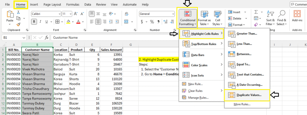 Highlight Duplicate Values