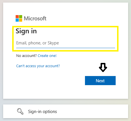 Sign in screen 1 Excel Online Free