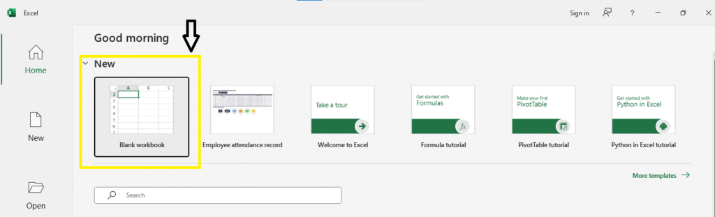 blank workbook Excel SUM Function