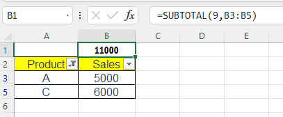 subtotal and aggregate function in excel