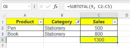 Subtotal and Aggregate function in Excel