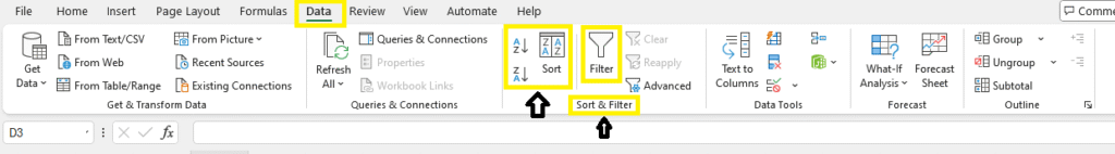 sort filter Sorting & Filtering Data in Excel