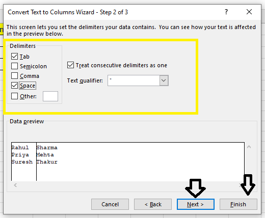 text to columns delimiters Text to Columns in Excel