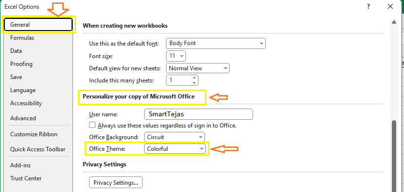 Change Theme Issue in Excel