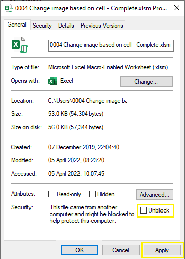 Unblock Macro File