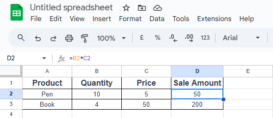 First Google Sheet with Basic Table
